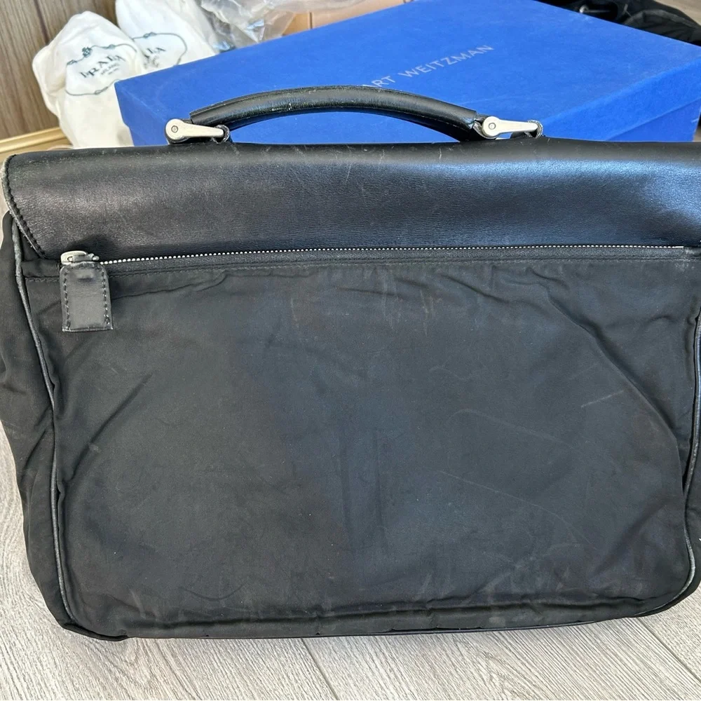 Prada Traditional Black Nylon/ Leather Foldable Briefcase